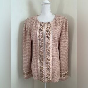 St. John Couture Vintage Tweed Pink Blazer Size 12